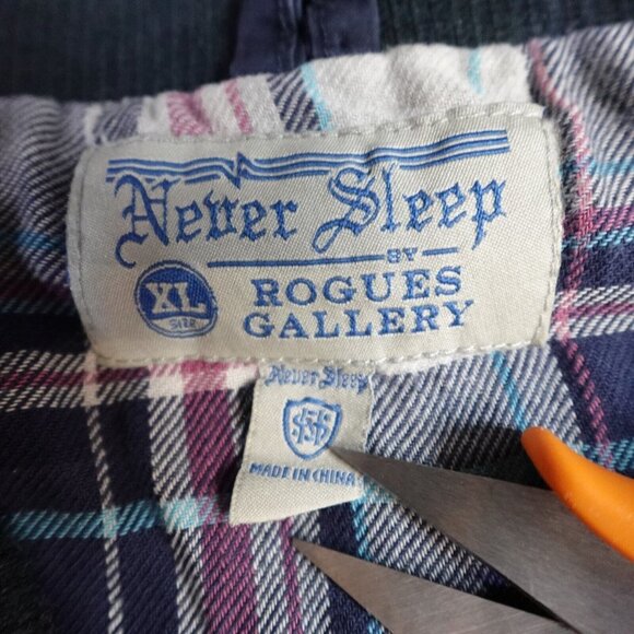 Rogues Gallery Jacket XL Blue Bomber Embroidered Double Side Cotton - Picture 2 of 9